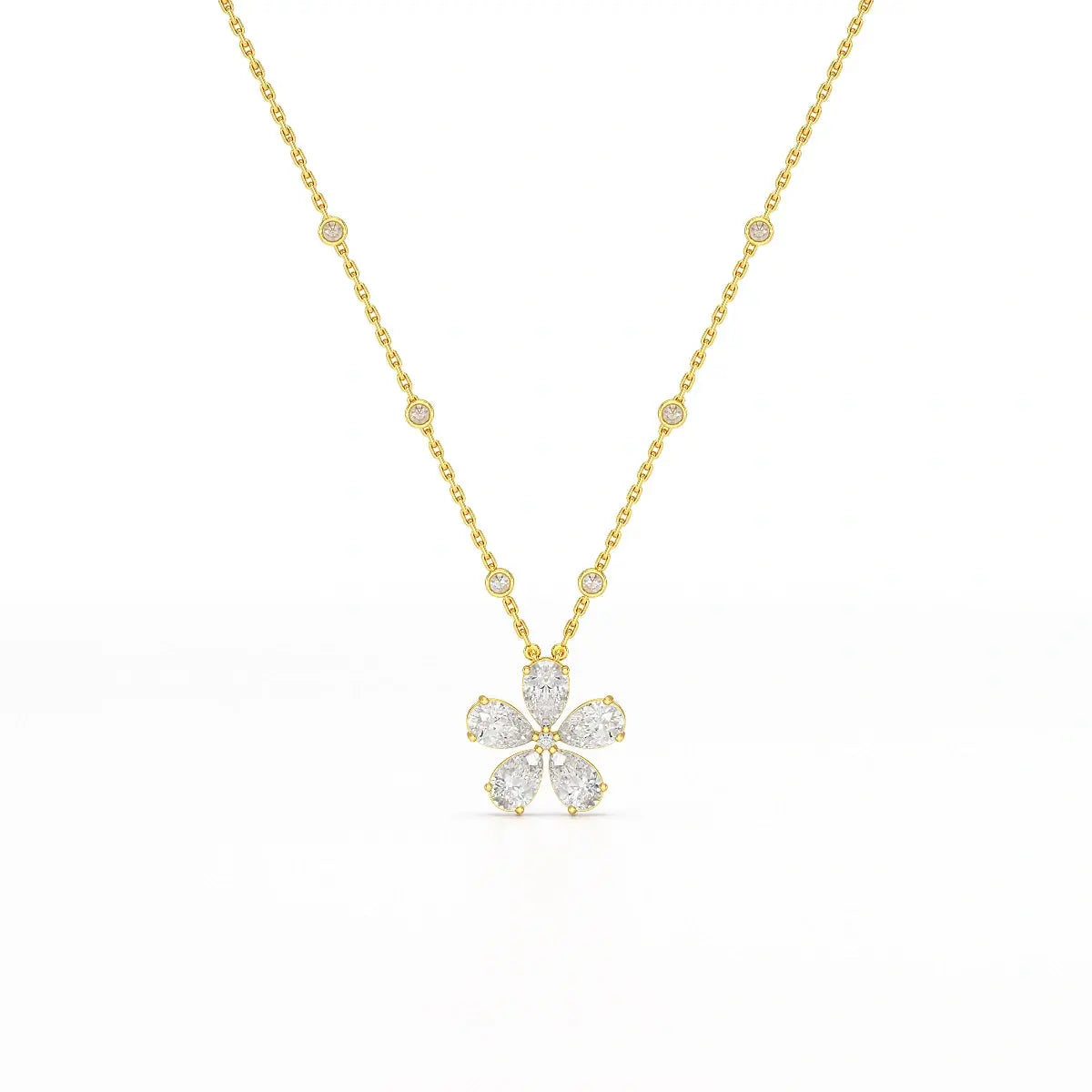 3.29 CT Pear Cut Lab Diamond Chain Pendant Jama Jewels