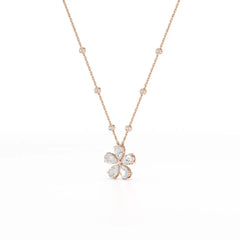 3.29 CT Pear Cut Lab Diamond Chain Pendant Jama Jewels