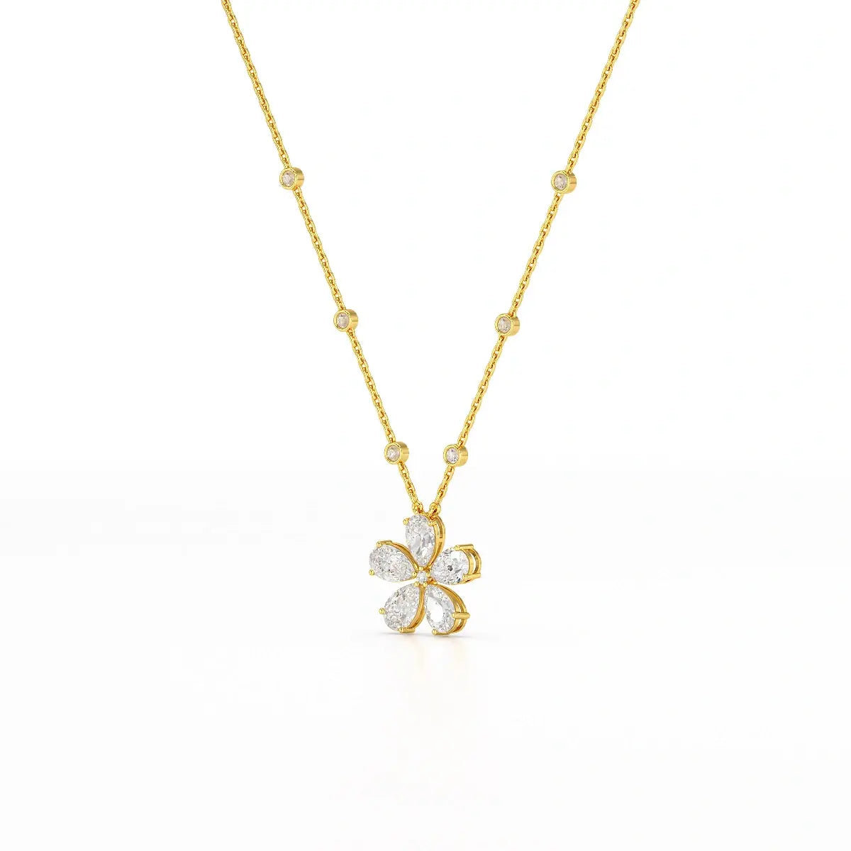 3.29 CT Pear Cut Lab Diamond Chain Pendant Jama Jewels