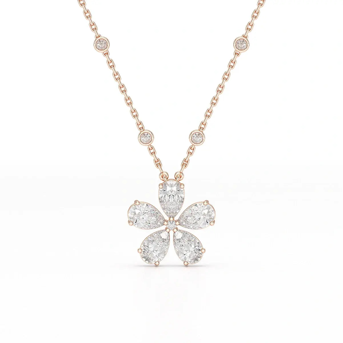3.29 CT Pear Cut Lab Diamond Chain Pendant Jama Jewels