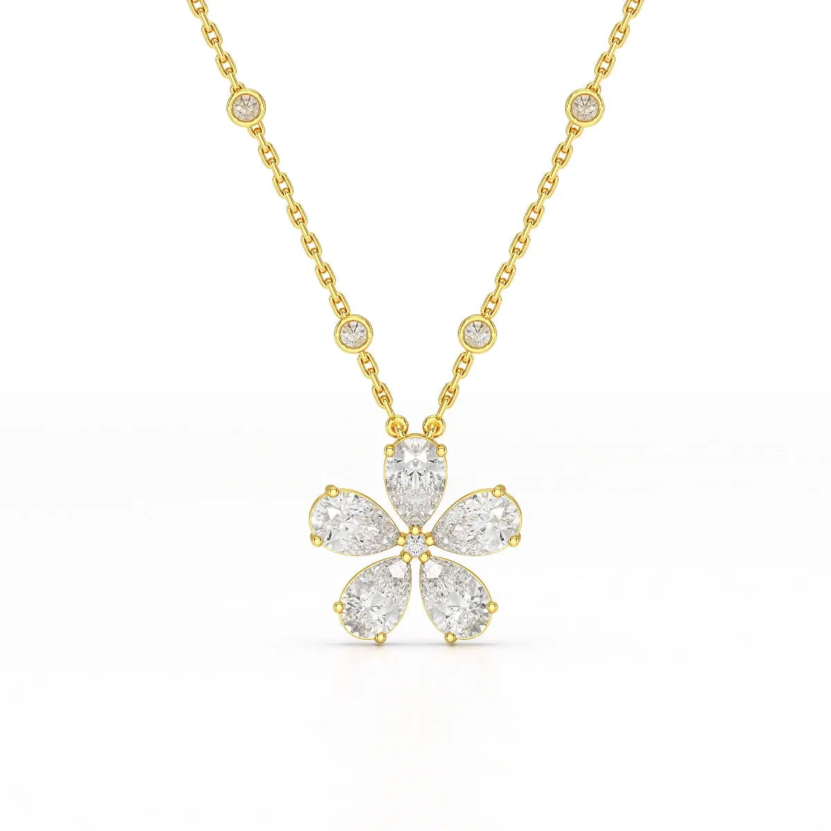 3.29 CT Pear Cut Lab Diamond Chain Pendant Jama Jewels