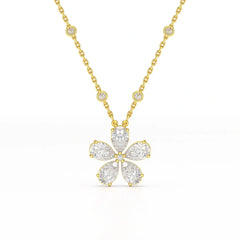3.29 CT Pear Cut Lab Diamond Chain Pendant Jama Jewels