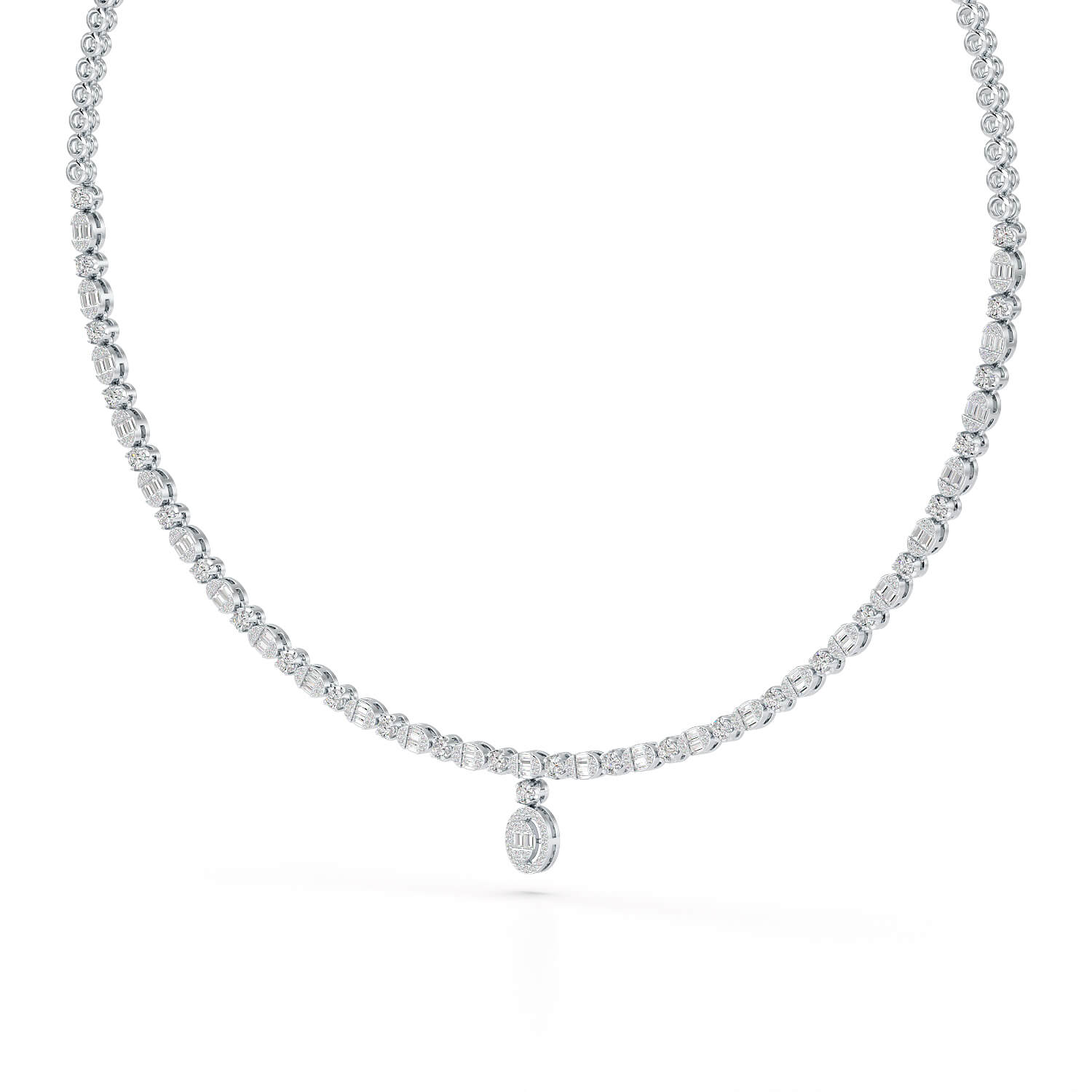 Baguette Cut Lab Created Diamond 3.53 CT Necklace