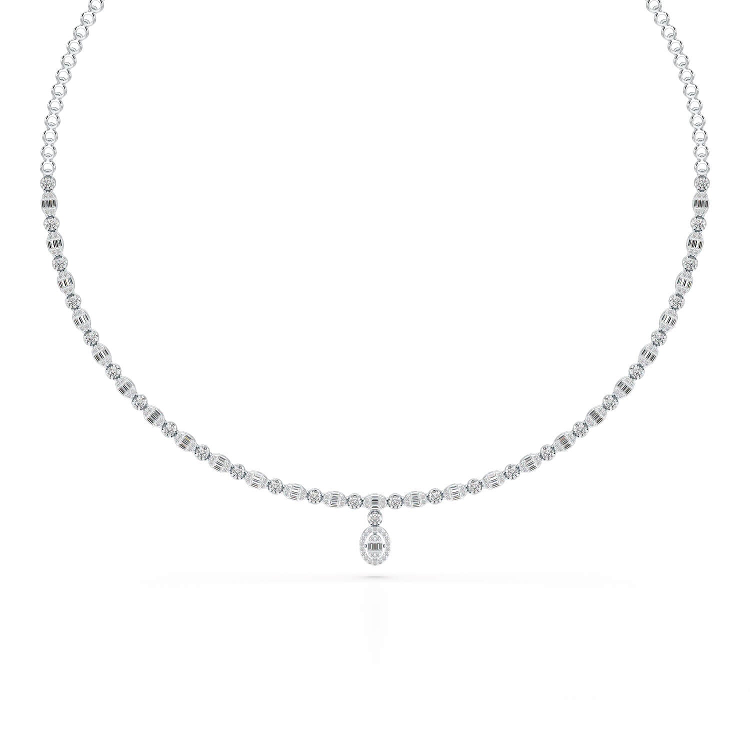 Baguette Cut Lab Created Diamond 3.53 CT Necklace