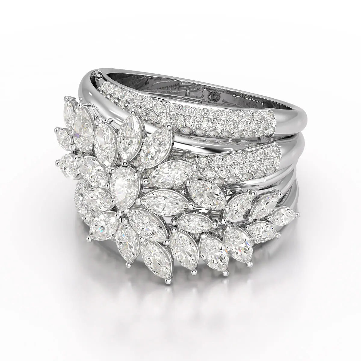 3.58 CT Lab Diamond Layered Ring Jama Jewels