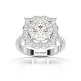 3.65 CT Lab Diamond Halo Round Cut Flower Ring