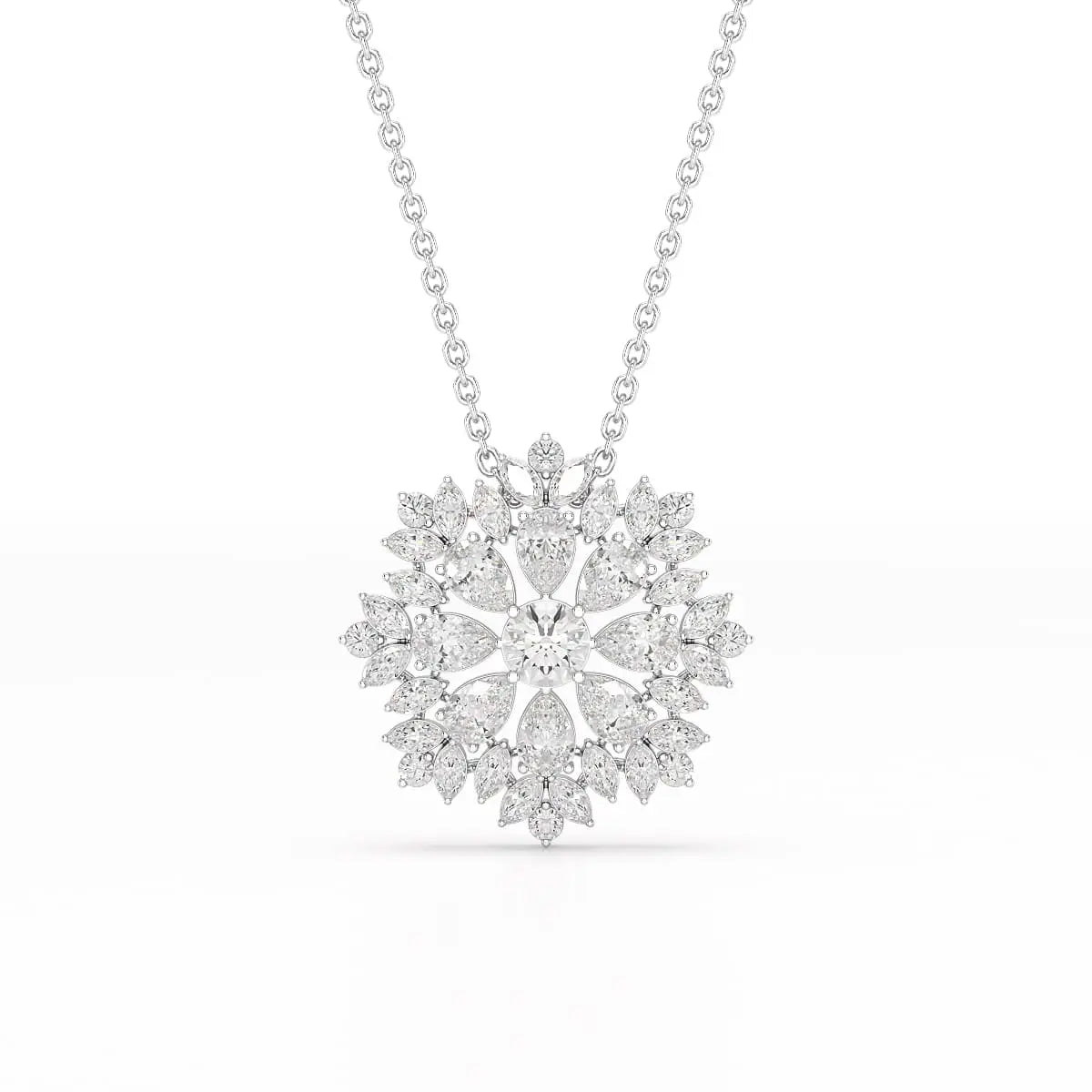 3.67 CT Lab Diamond Multi Shape Chain Pendant Jama Jewels