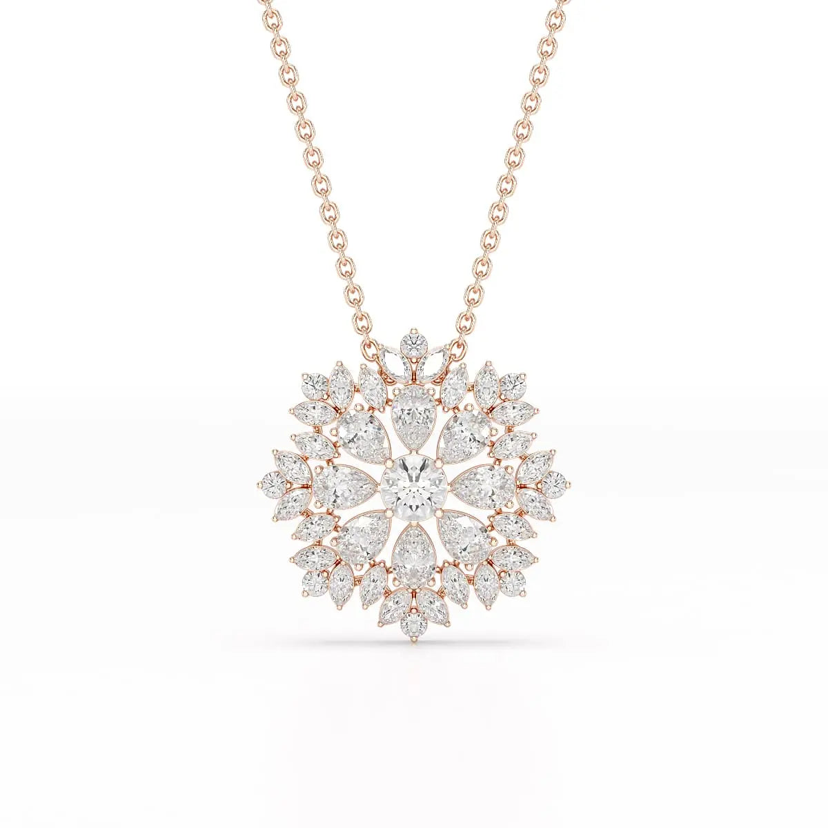 3.67 CT Lab Diamond Multi Shape Chain Pendant Jama Jewels
