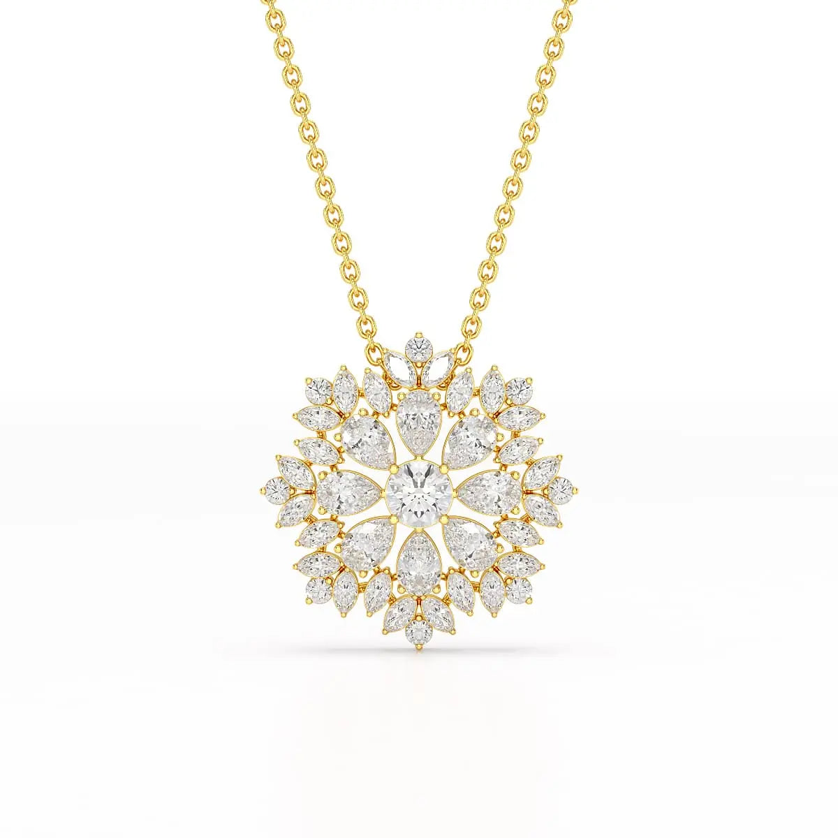 3.67 CT Lab Diamond Multi Shape Chain Pendant Jama Jewels