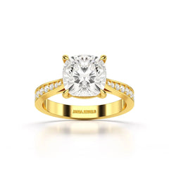 3.78 CT Lab Diamond Cushion Cut Solitaire Ring Jama Jewels
