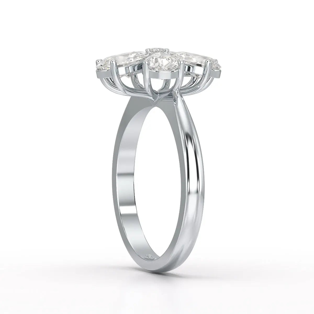 2.4 CT Pear Cut Lab Diamond Flower Shape Ring Jama Jewels