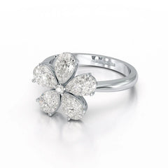 2.4 CT Pear Cut Lab Diamond Flower Shape Ring Jama Jewels