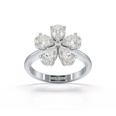 2.4 CT Pear Cut Lab Diamond Flower Shape Ring Jama Jewels