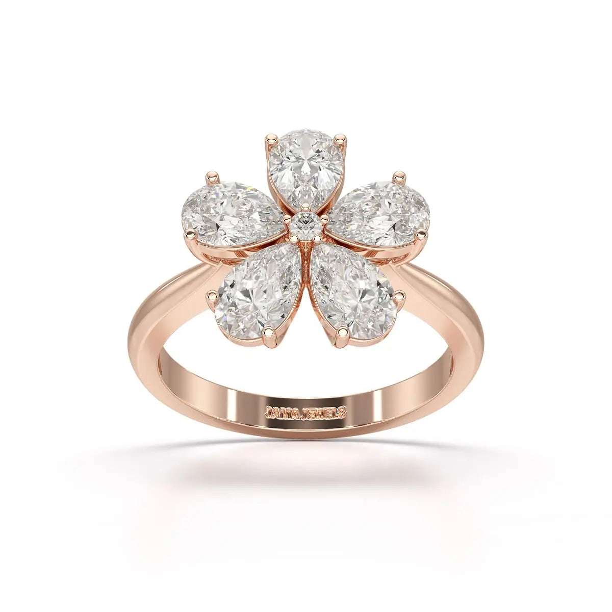 2.4 CT Pear Cut Lab Diamond Flower Shape Ring Jama Jewels