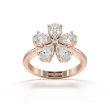 3.8 CT Pear Cut Lab Diamond Flower Shape Ring
