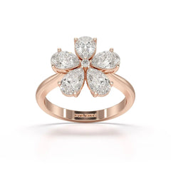2.4 CT Pear Cut Lab Diamond Flower Shape Ring Jama Jewels