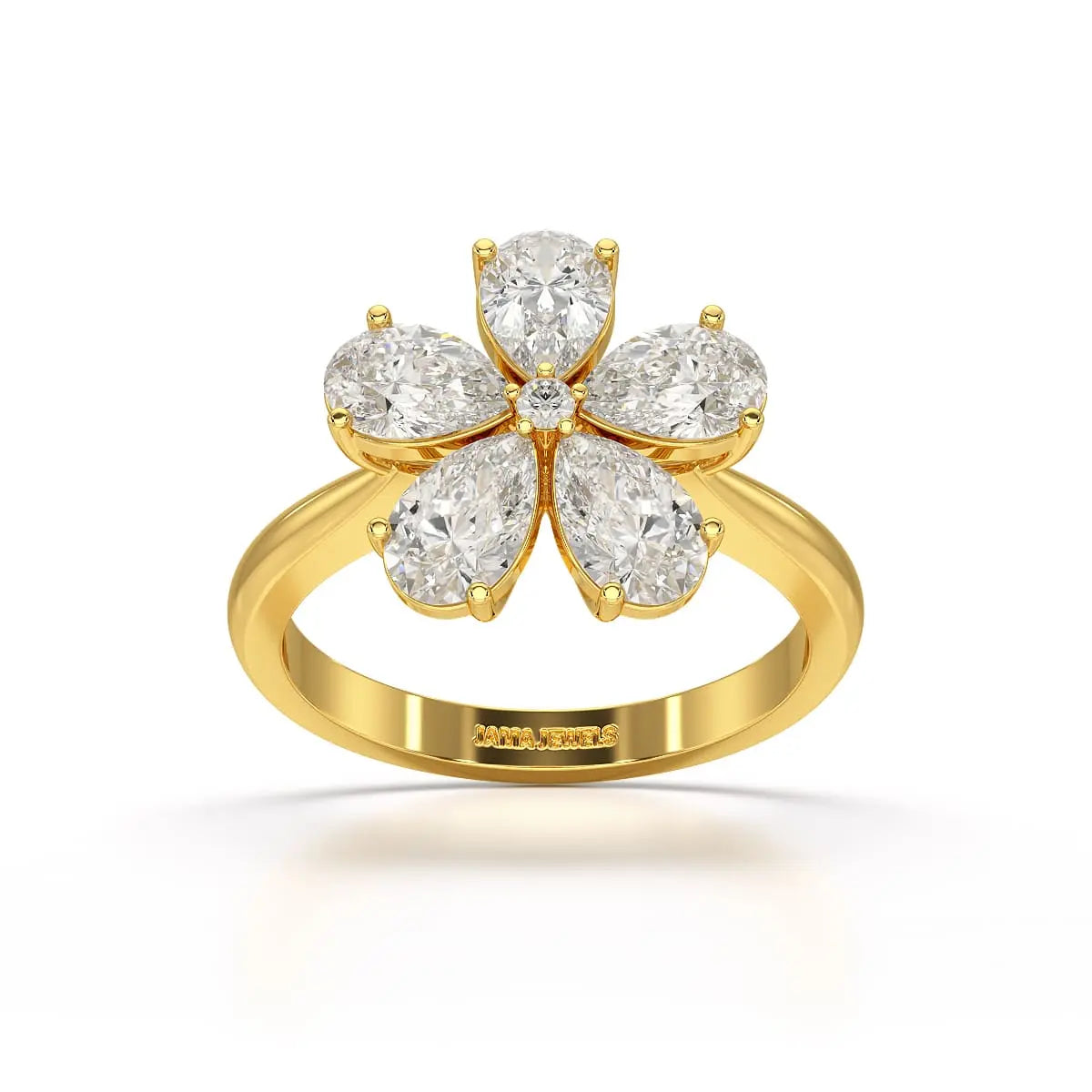 2.4 CT Pear Cut Lab Diamond Flower Shape Ring Jama Jewels