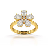 3.8 CT Pear Cut Lab Diamond Flower Shape Ring