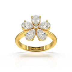 2.4 CT Pear Cut Lab Diamond Flower Shape Ring Jama Jewels