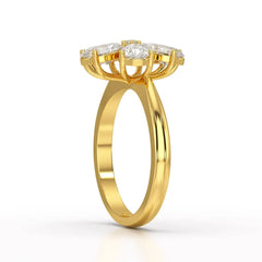 2.4 CT Pear Cut Lab Diamond Flower Shape Ring Jama Jewels