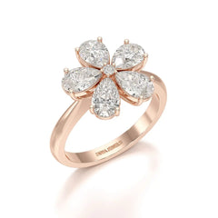 2.4 CT Pear Cut Lab Diamond Flower Shape Ring Jama Jewels