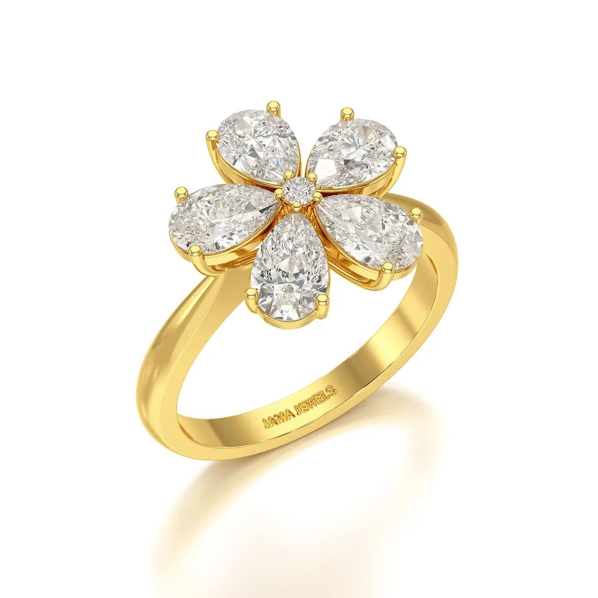 2.4 CT Pear Cut Lab Diamond Flower Shape Ring Jama Jewels