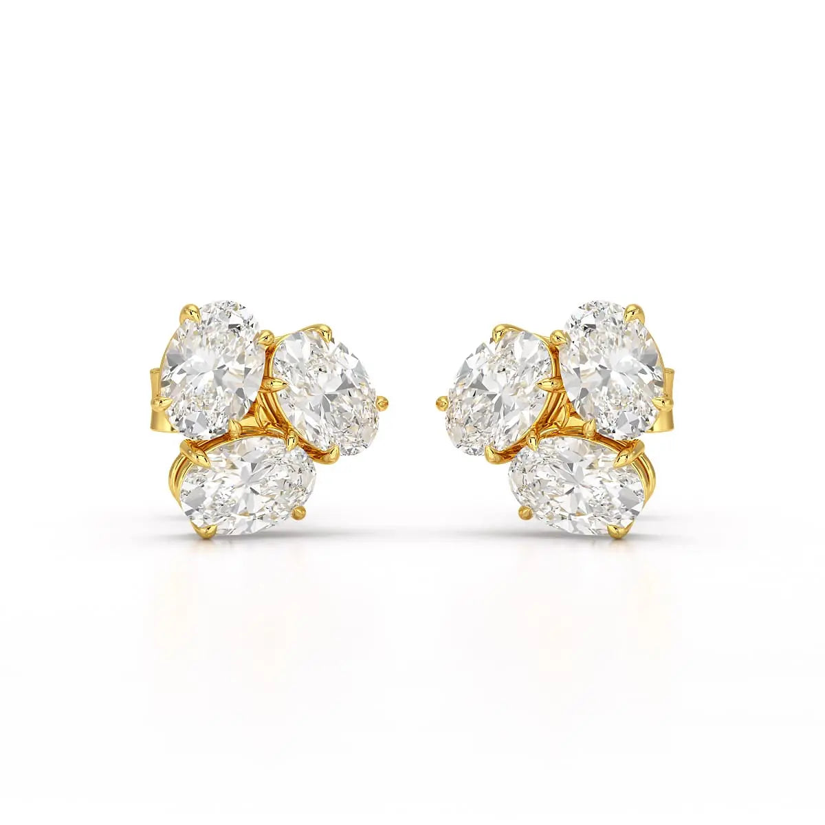 3 CT Lab Diamond Oval Cut Three Stone Earrings Jama Jewels