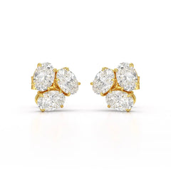 3 CT Lab Diamond Oval Cut Three Stone Earrings Jama Jewels