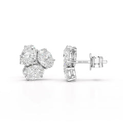 3 CT Lab Diamond Oval Cut Three Stone Earrings Jama Jewels