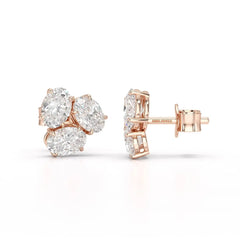 3 CT Lab Diamond Oval Cut Three Stone Earrings Jama Jewels