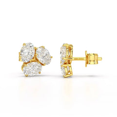 3 CT Lab Diamond Oval Cut Three Stone Earrings Jama Jewels