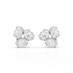 3 CT Lab Diamond Oval Cut Three Stone Earrings Jama Jewels