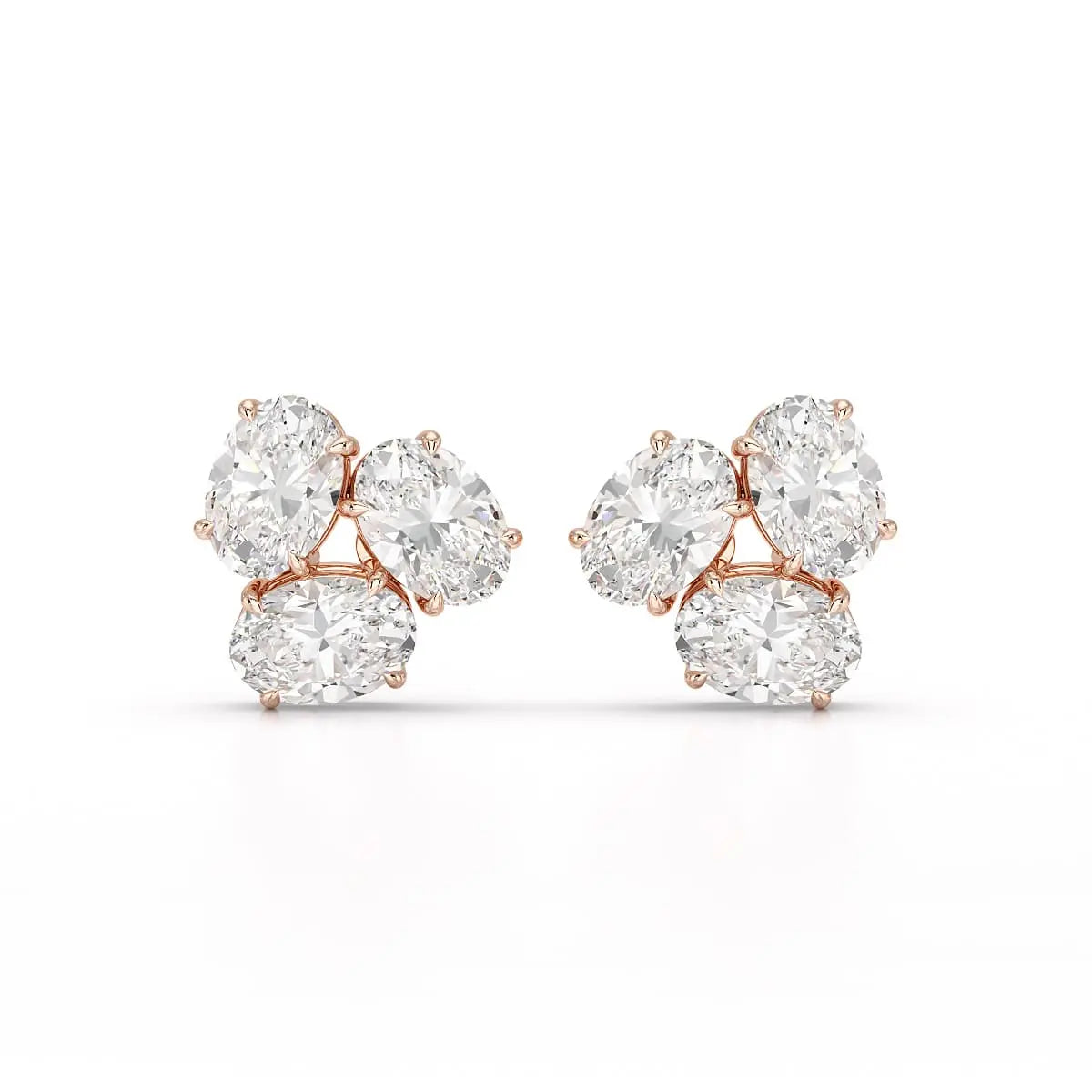 3 CT Lab Diamond Oval Cut Three Stone Earrings Jama Jewels