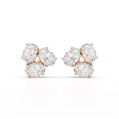 3 CT Lab Diamond Oval Cut Three Stone Earrings Jama Jewels