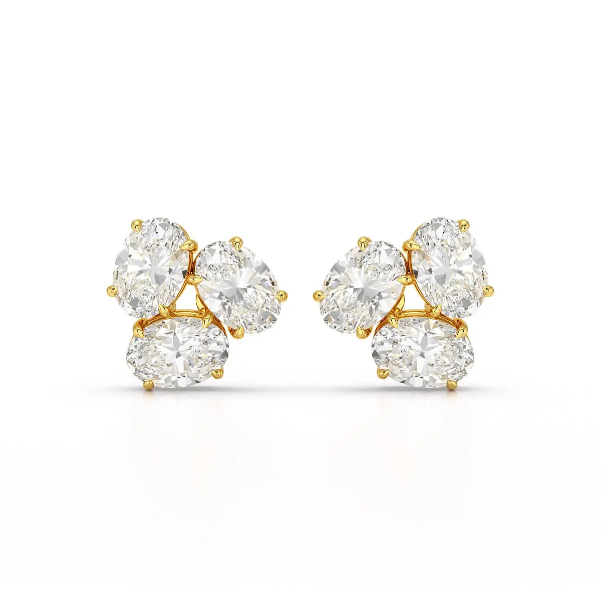 3 CT Lab Diamond Oval Cut Three Stone Earrings Jama Jewels