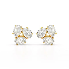 3 CT Lab Diamond Oval Cut Three Stone Earrings Jama Jewels