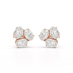 3 CT Lab Diamond Oval Cut Three Stone Earrings Jama Jewels