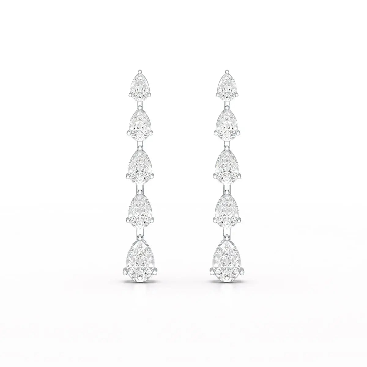 4.02 CT Pear Cut Dangle Drop Lab Diamond Earrings