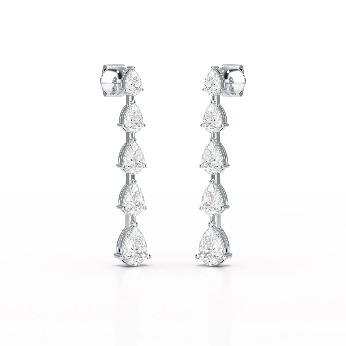 4.02 CT Pear Cut Dangle Drop Lab Diamond Earrings