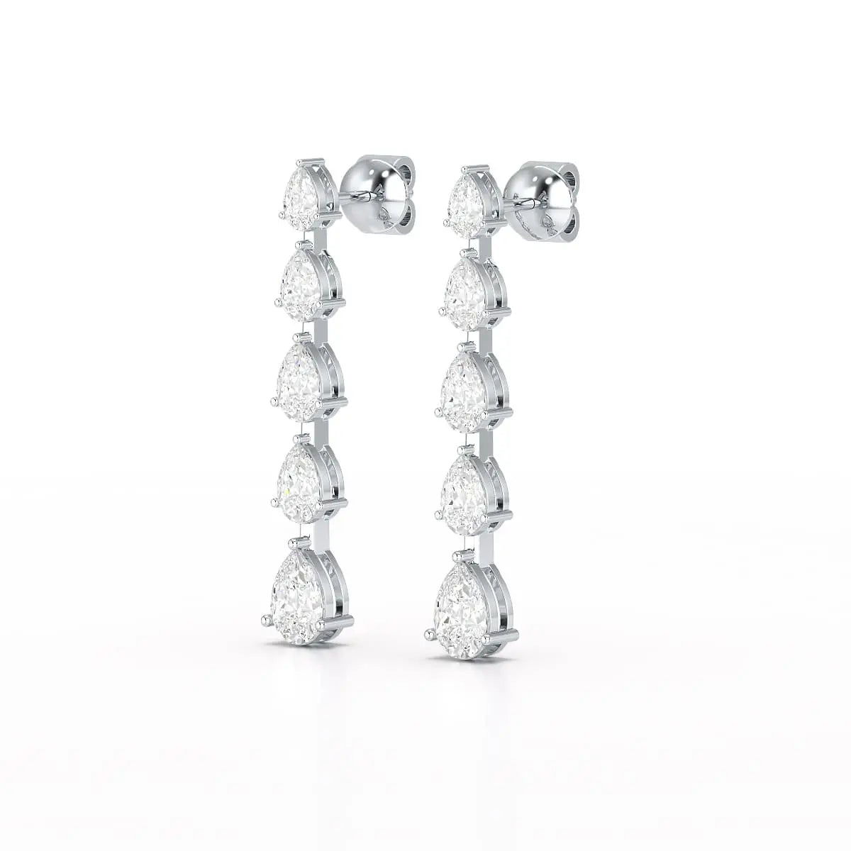 4.02 CT Pear Cut Dangle Drop Lab Diamond Earrings
