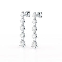 4.02 CT Pear Cut Dangle Drop Lab Diamond Earrings