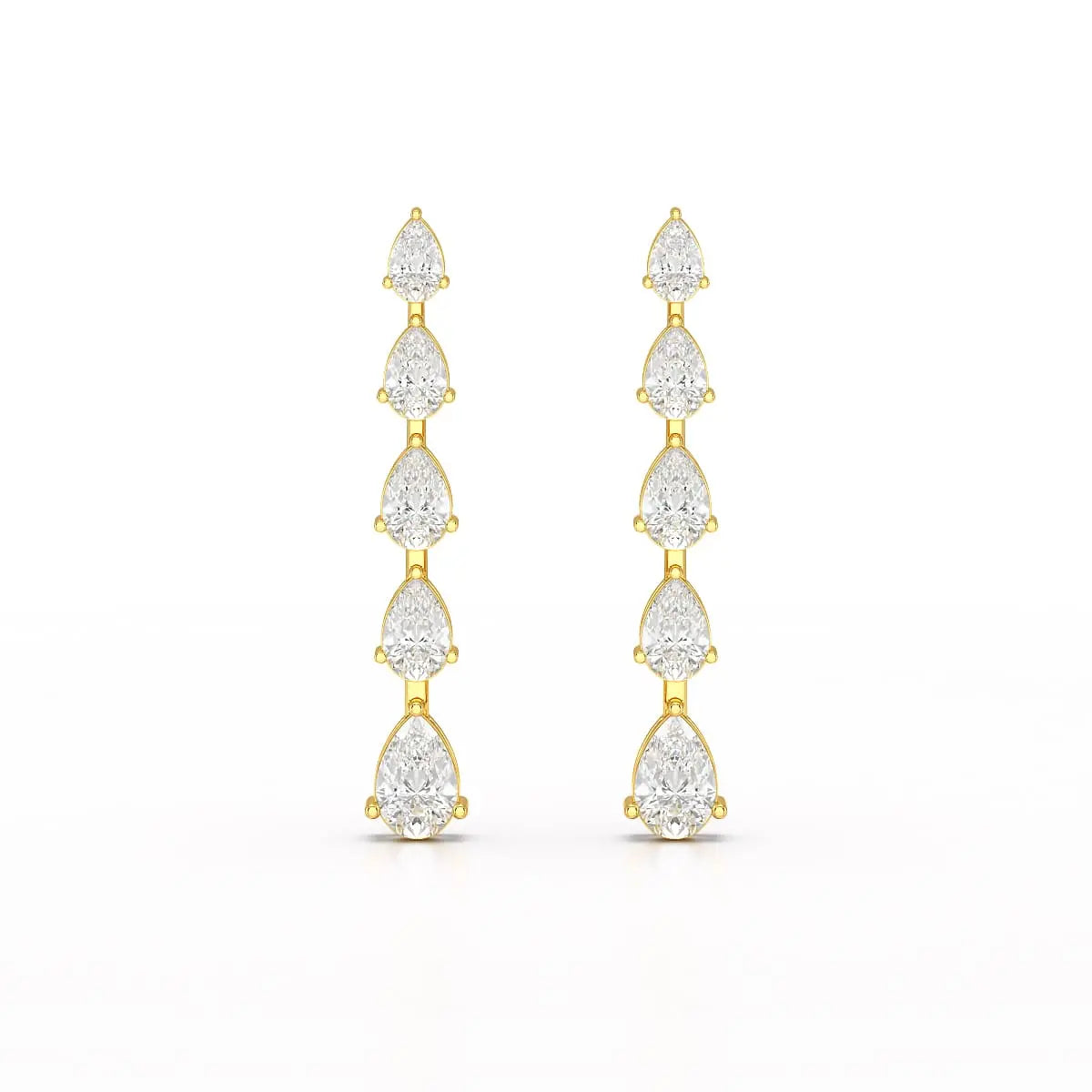 4.02 CT Pear Cut Dangle Drop Lab Diamond Earrings