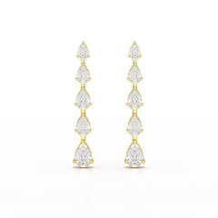 4.02 CT Pear Cut Dangle Drop Lab Diamond Earrings