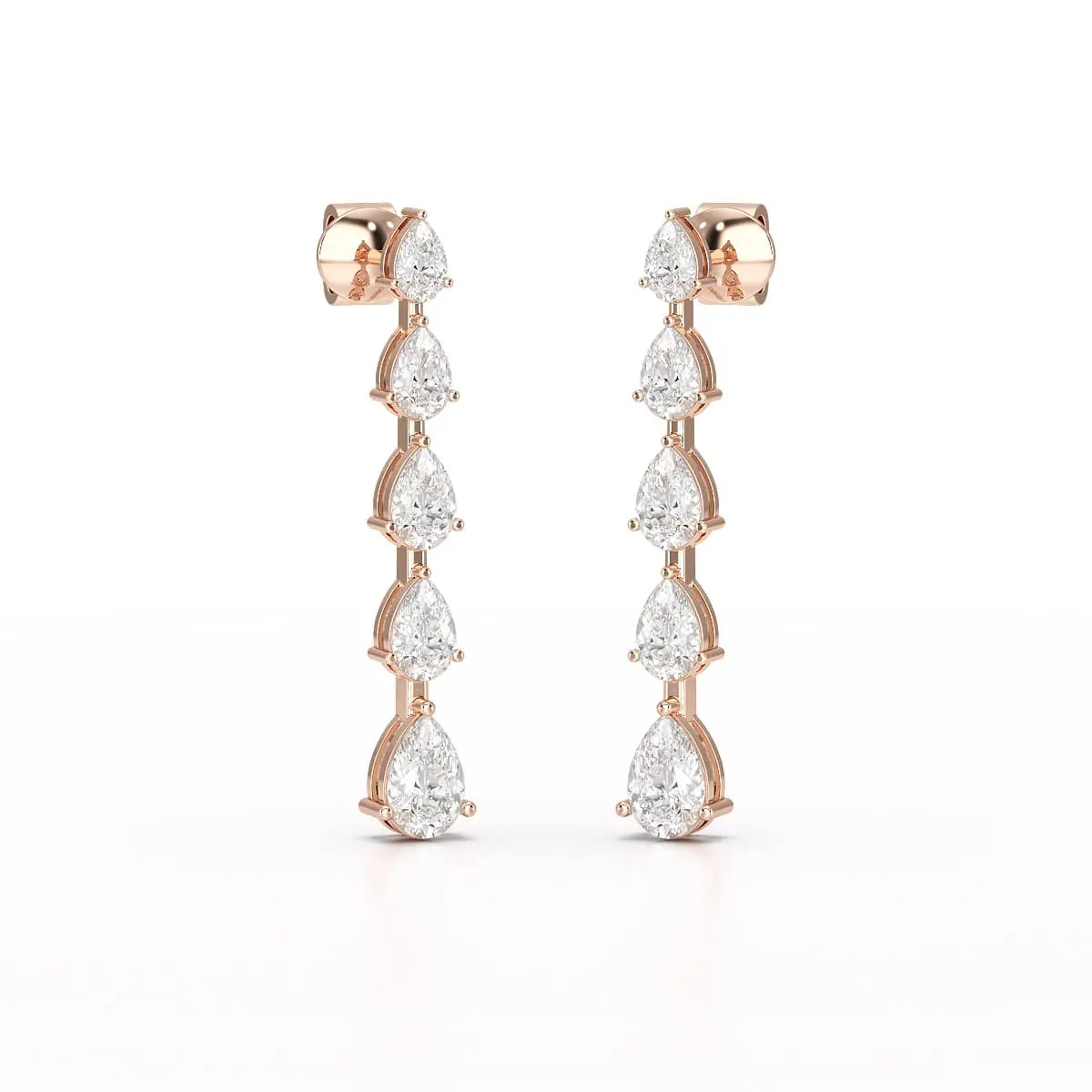 4.02 CT Pear Cut Dangle Drop Lab Diamond Earrings