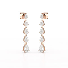 4.02 CT Pear Cut Dangle Drop Lab Diamond Earrings