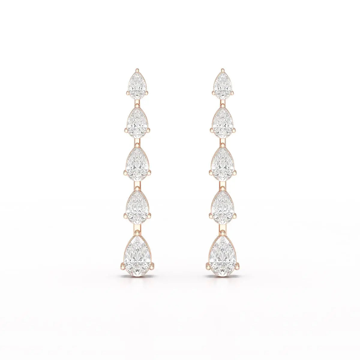 4.02 CT Pear Cut Dangle Drop Lab Diamond Earrings