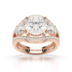 4.08 CT Lab Diamond Round Cut Classic Ring