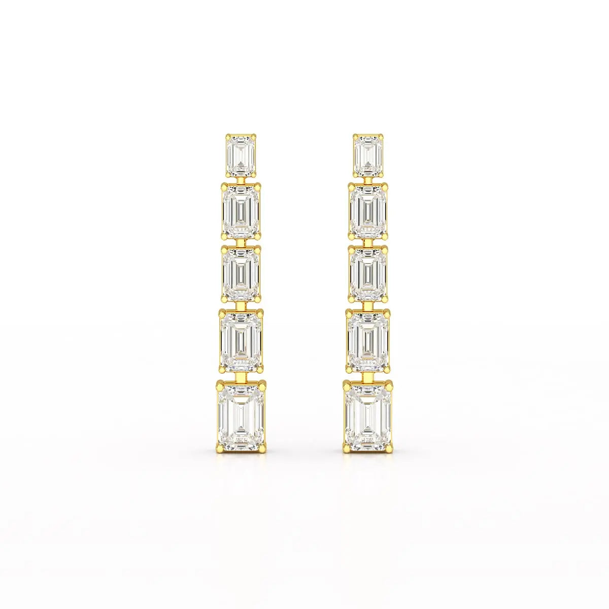 4.09 CT Emerald Cut Lab Diamond Dangle Earrings