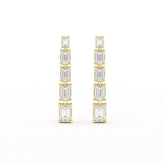 4.09 CT Emerald Cut Lab Diamond Dangle Earrings