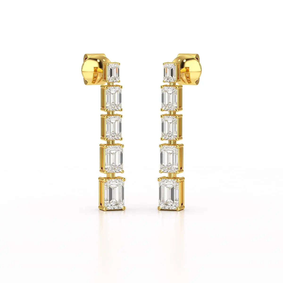 4.09 CT Emerald Cut Lab Diamond Dangle Earrings